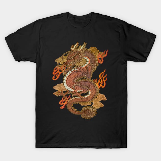 Golden Dragon T-Shirt by Villainmazk